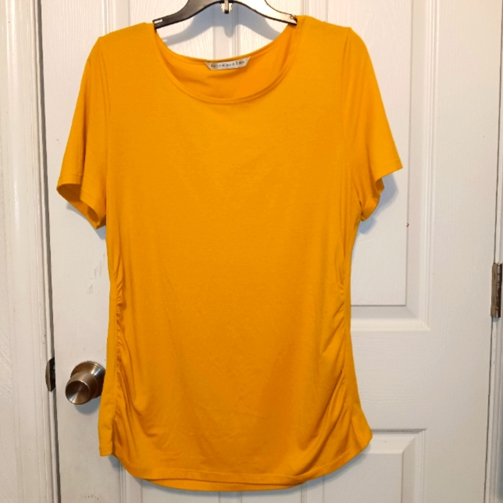 Peter Nygard Vibrant Gold Short Sleeve Top(PTP 23½" L 29")